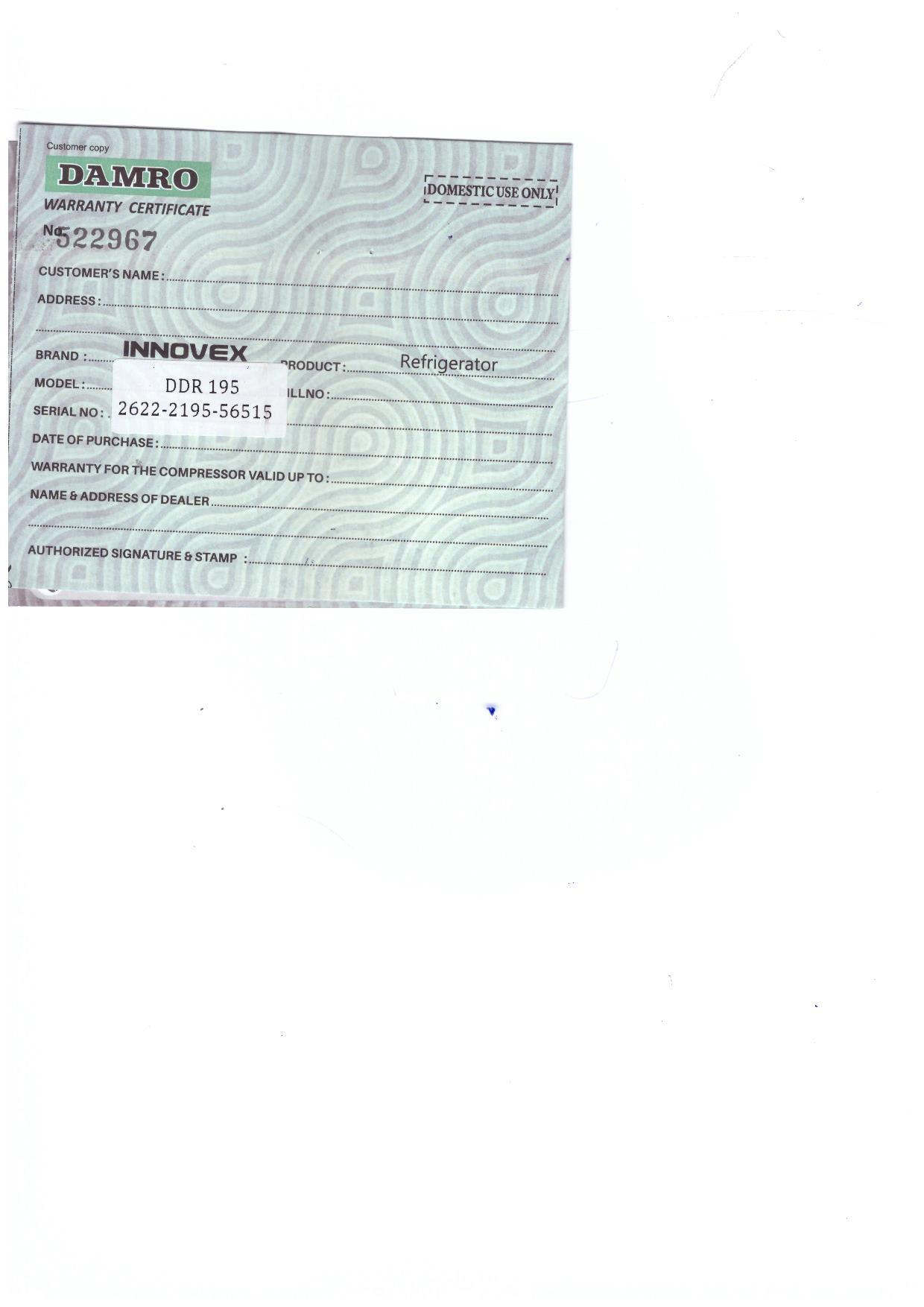 Warranty Front