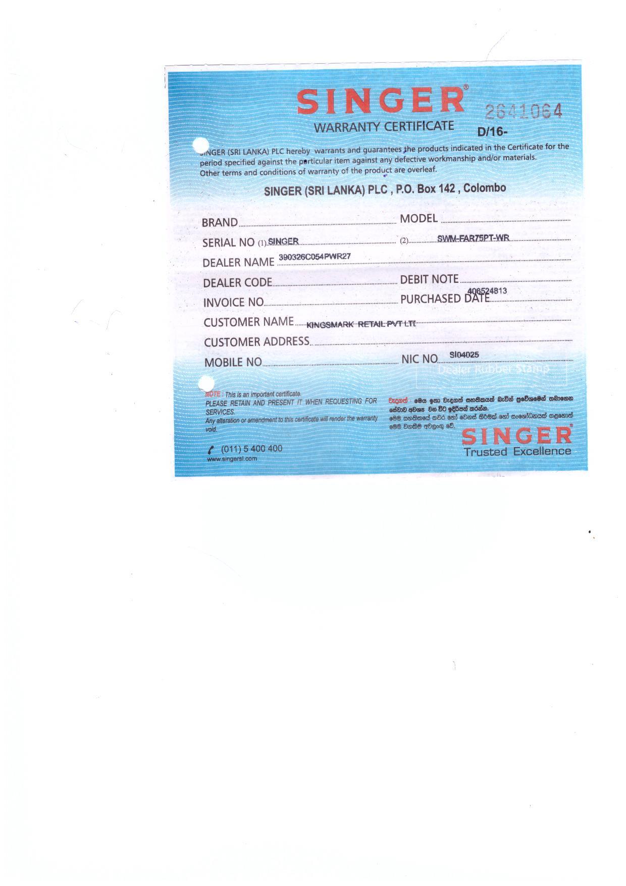 Warranty Front