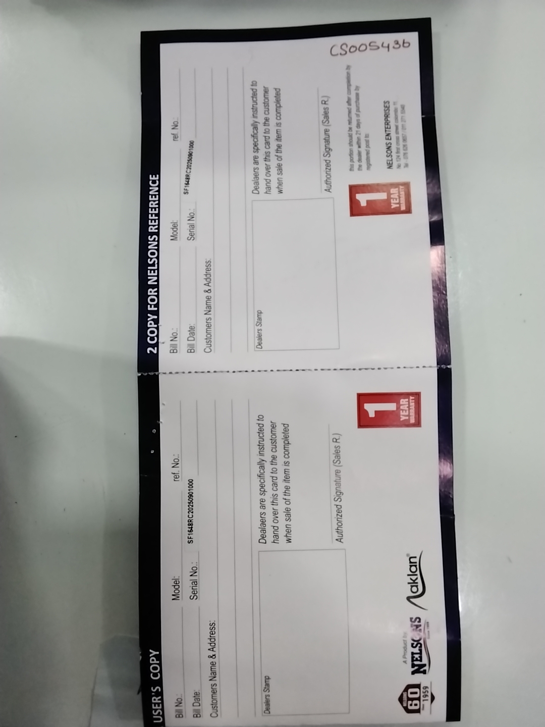 Warranty Front
