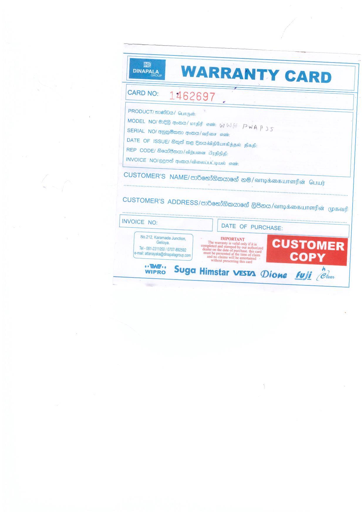 Warranty Front