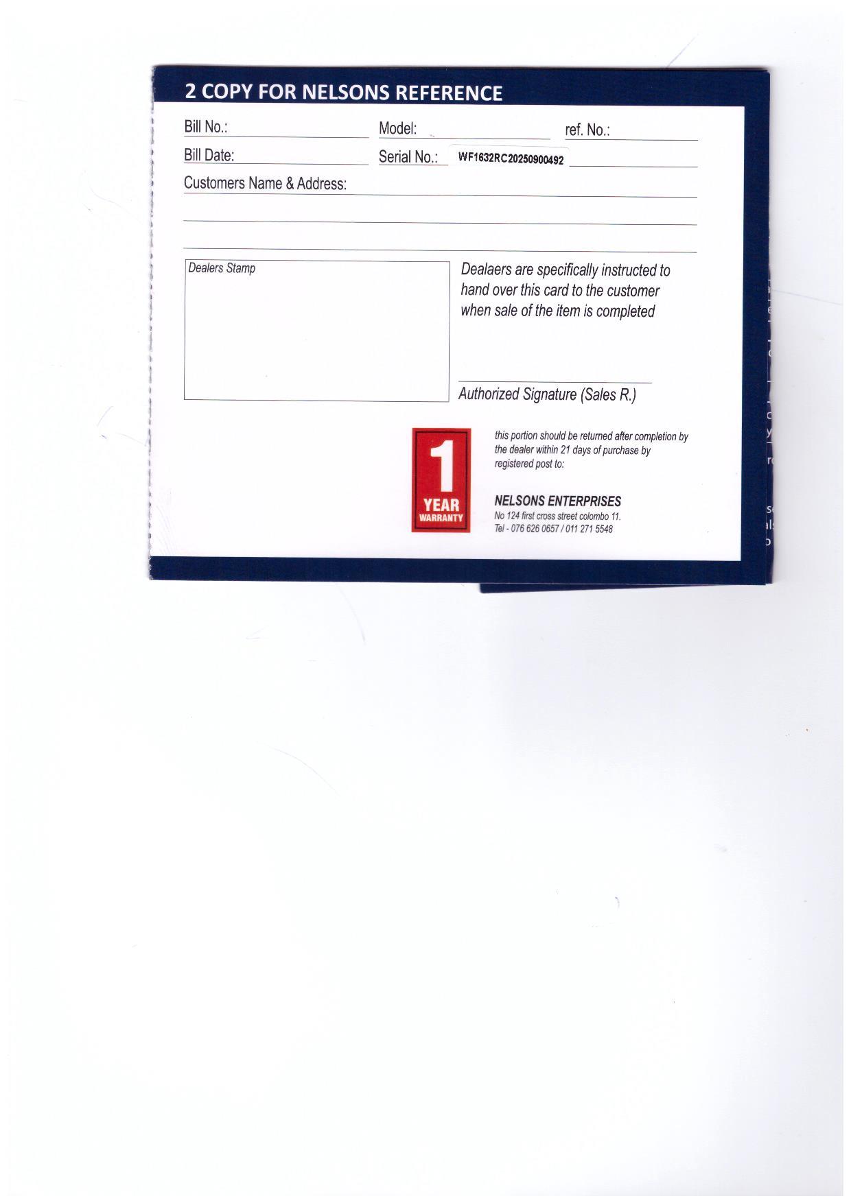 Warranty Front