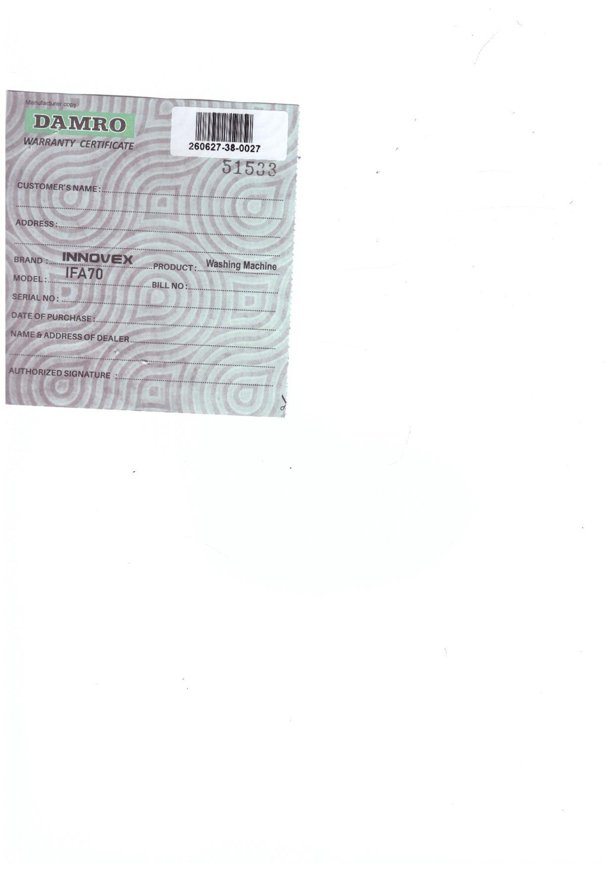 Warranty Front