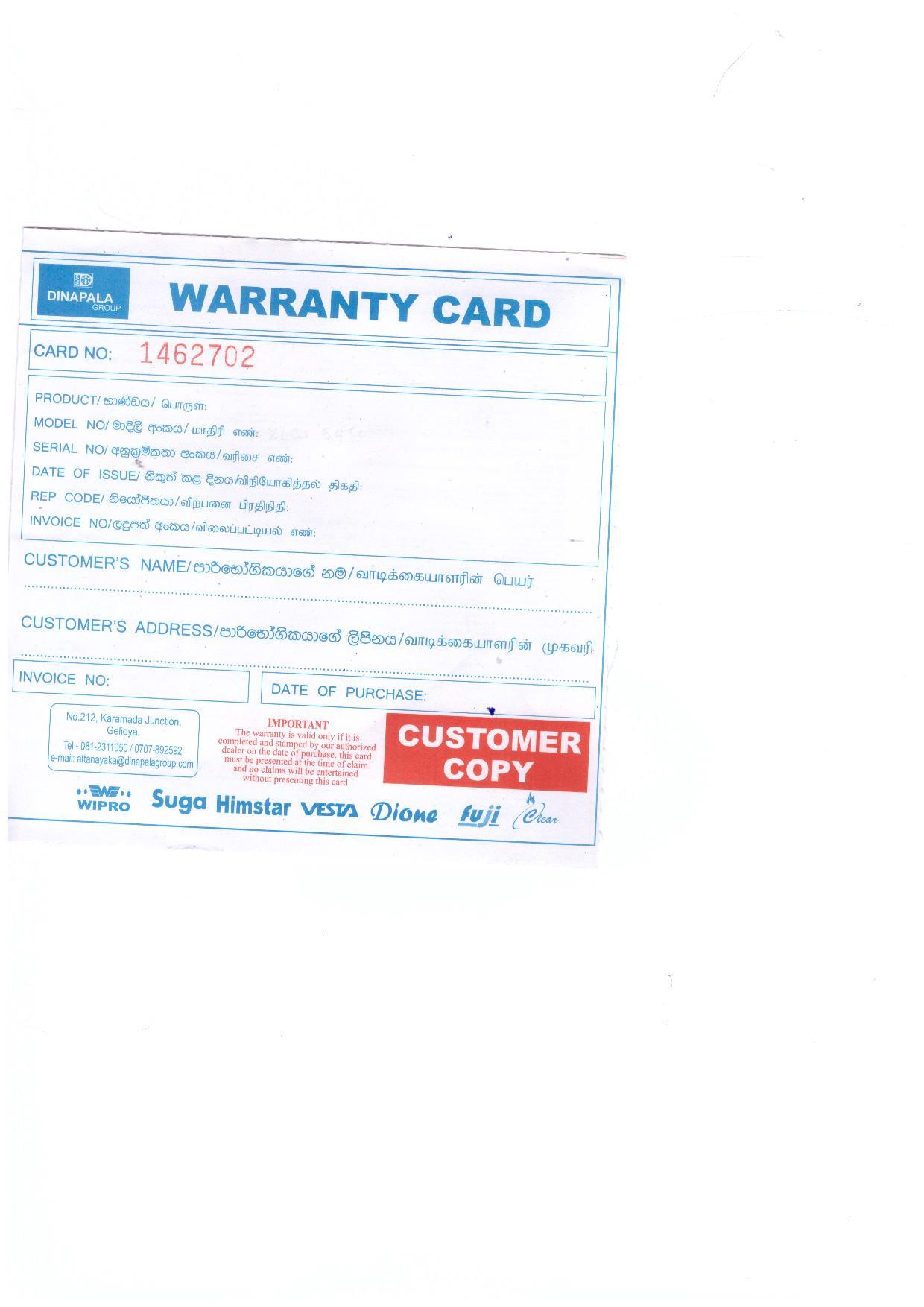 Warranty Front
