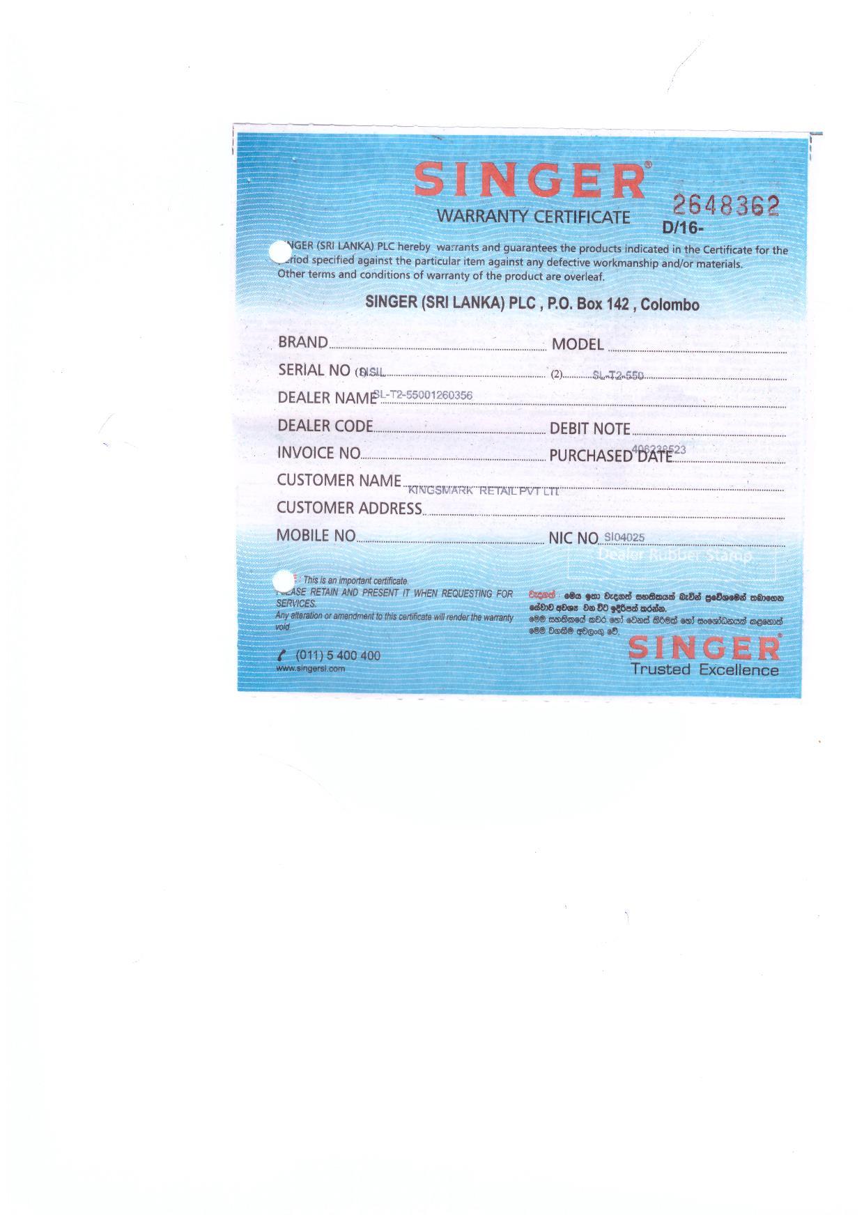 Warranty Front