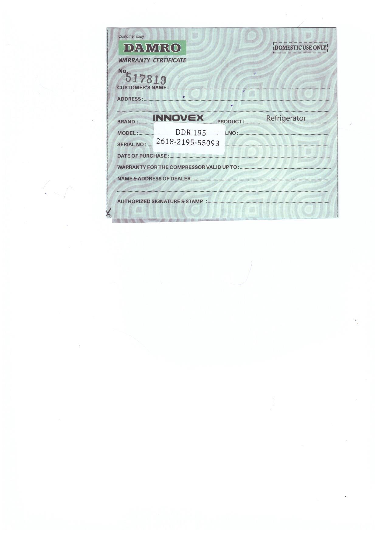 Warranty Front