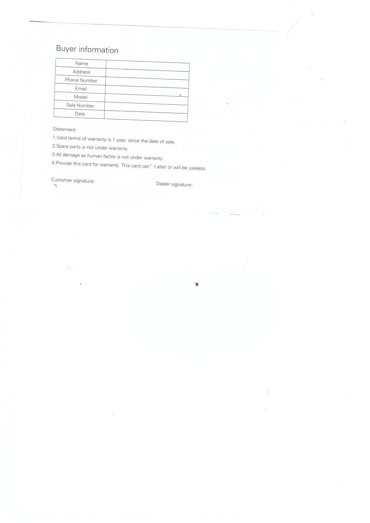 Warranty Front