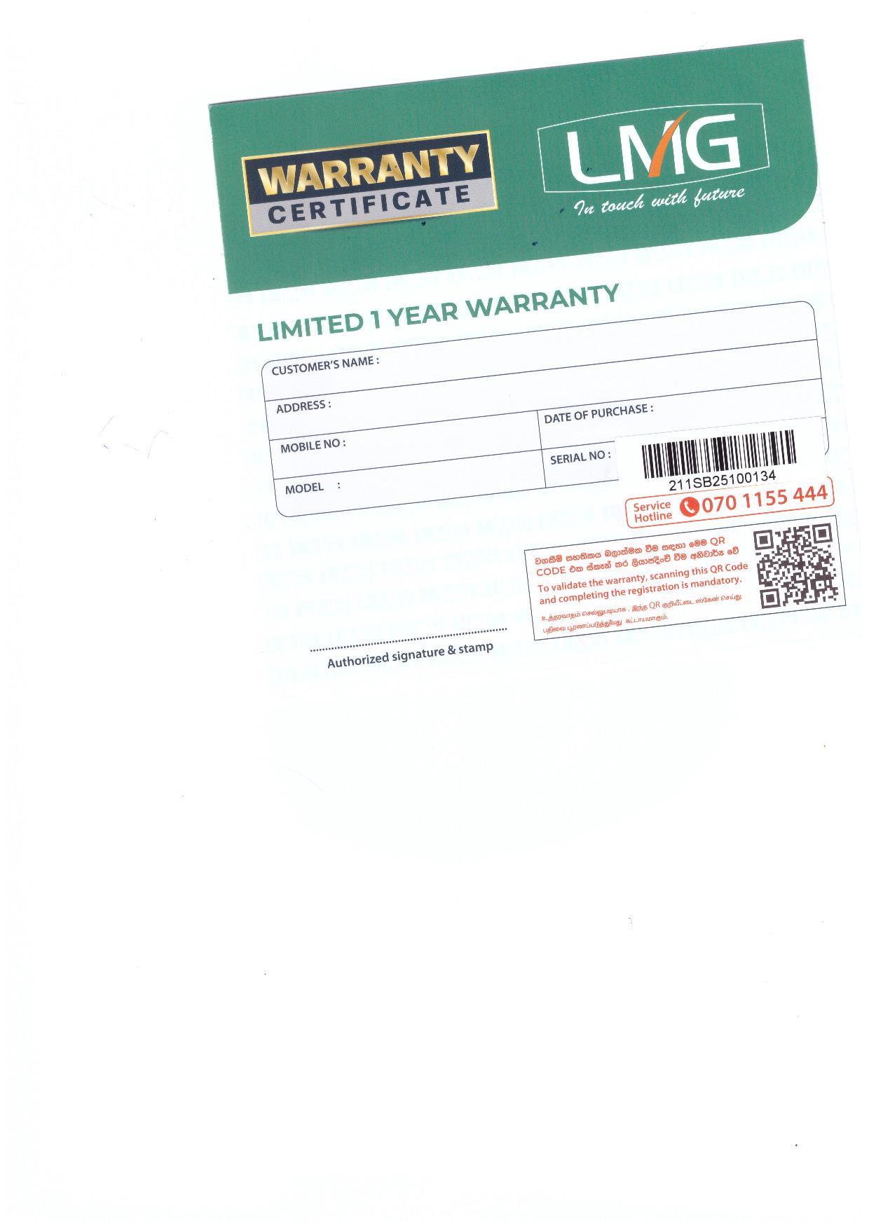 Warranty Front
