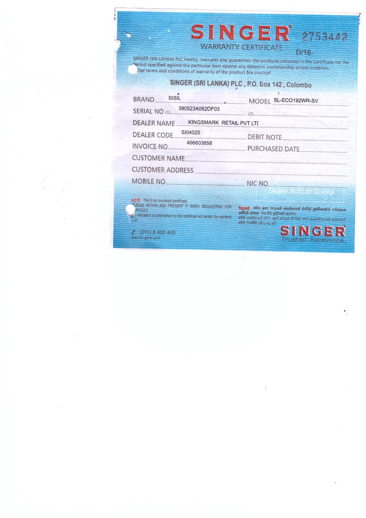 Warranty Front