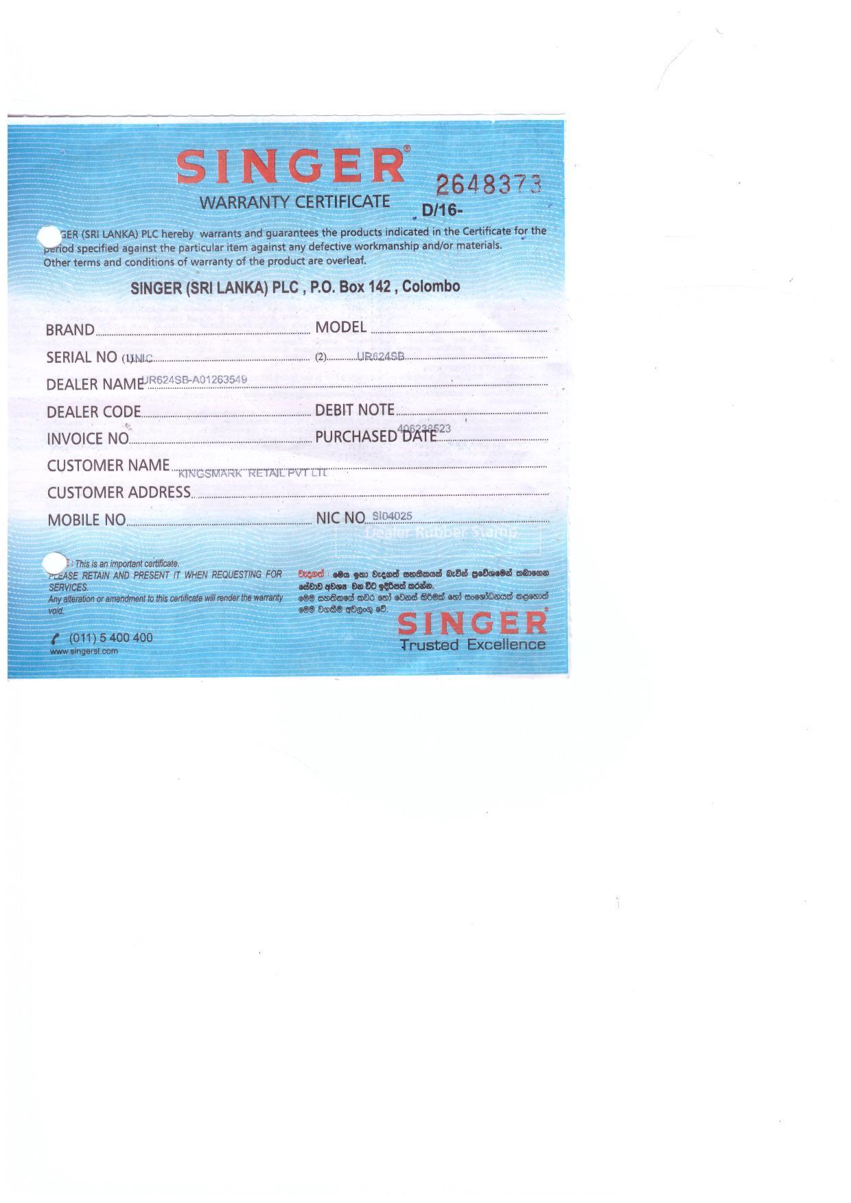 Warranty Front