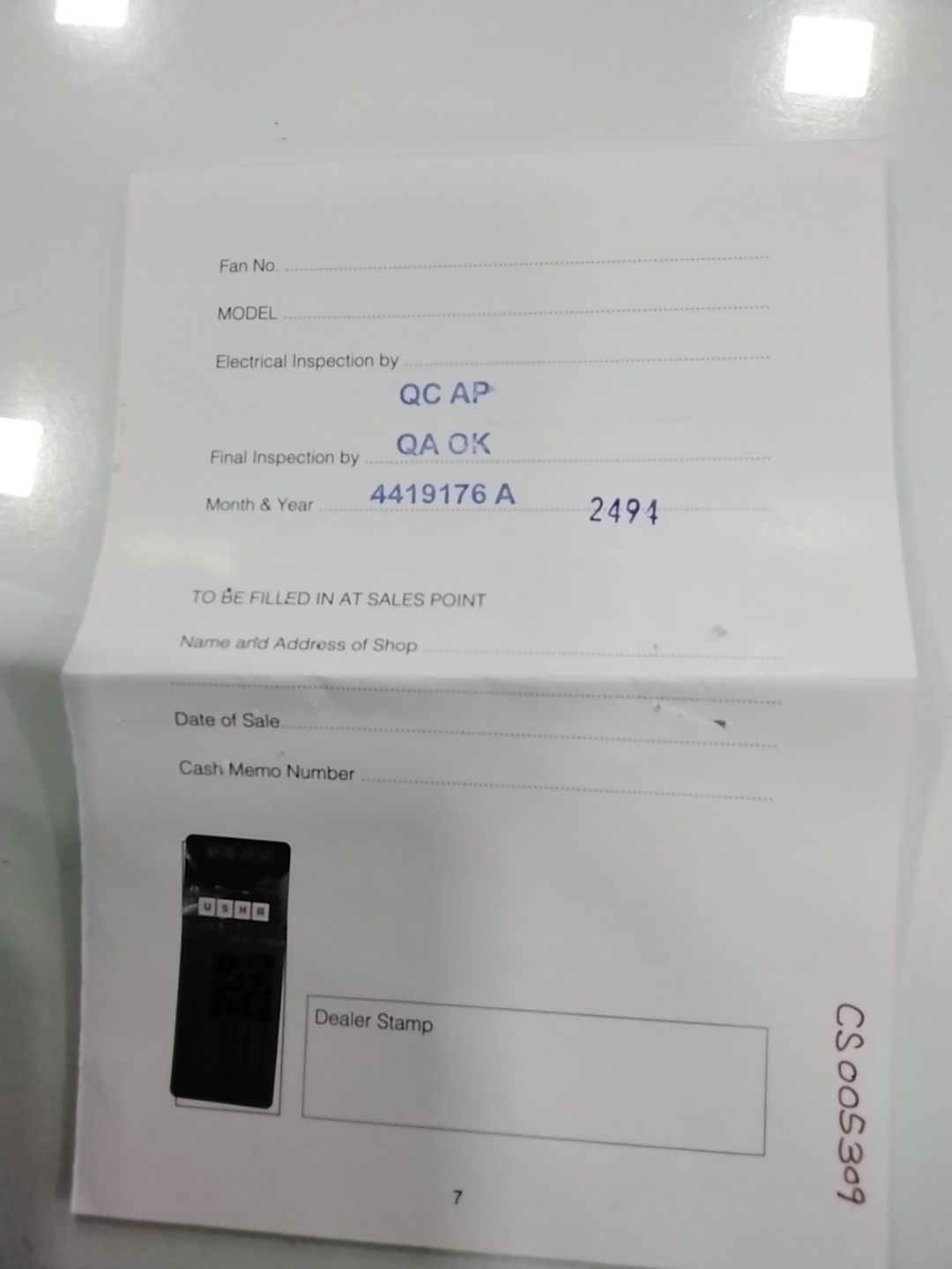 Warranty Front