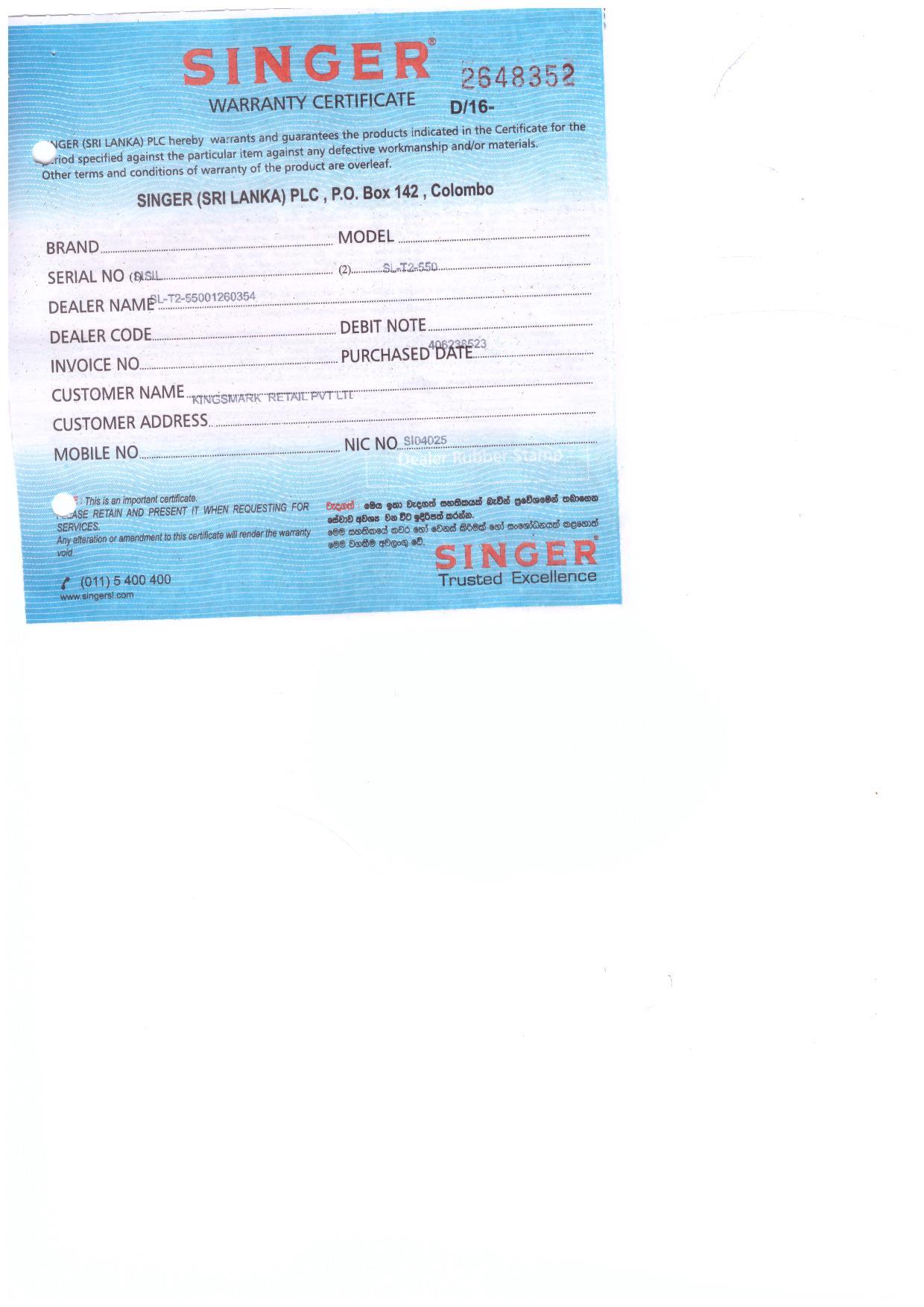 Warranty Front
