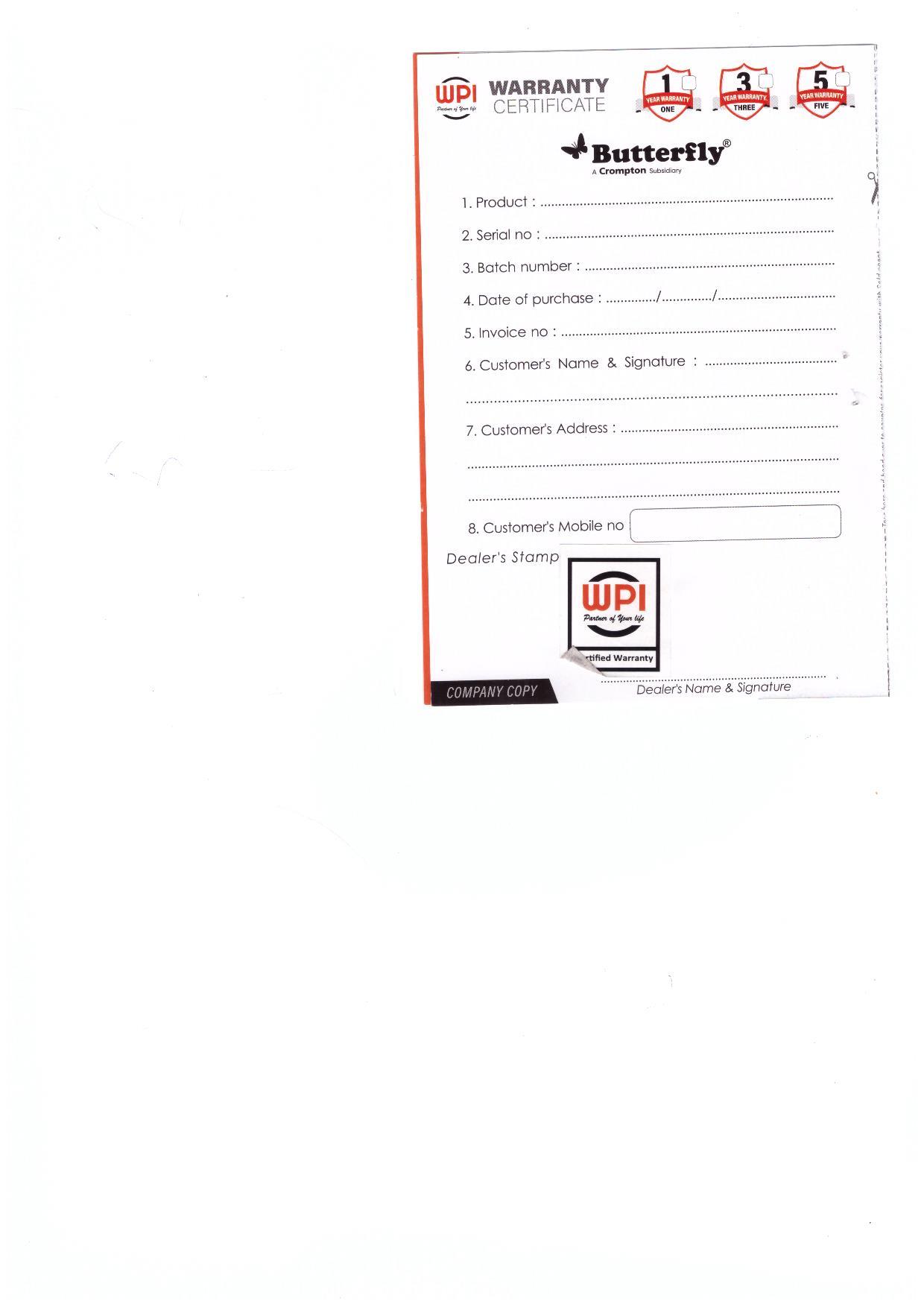 Warranty Front
