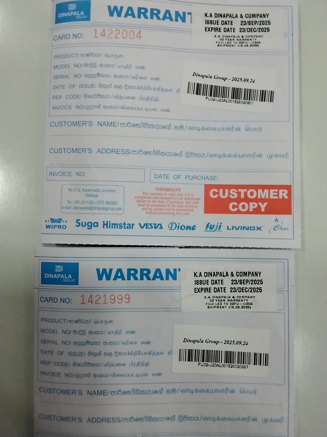 Warranty Front