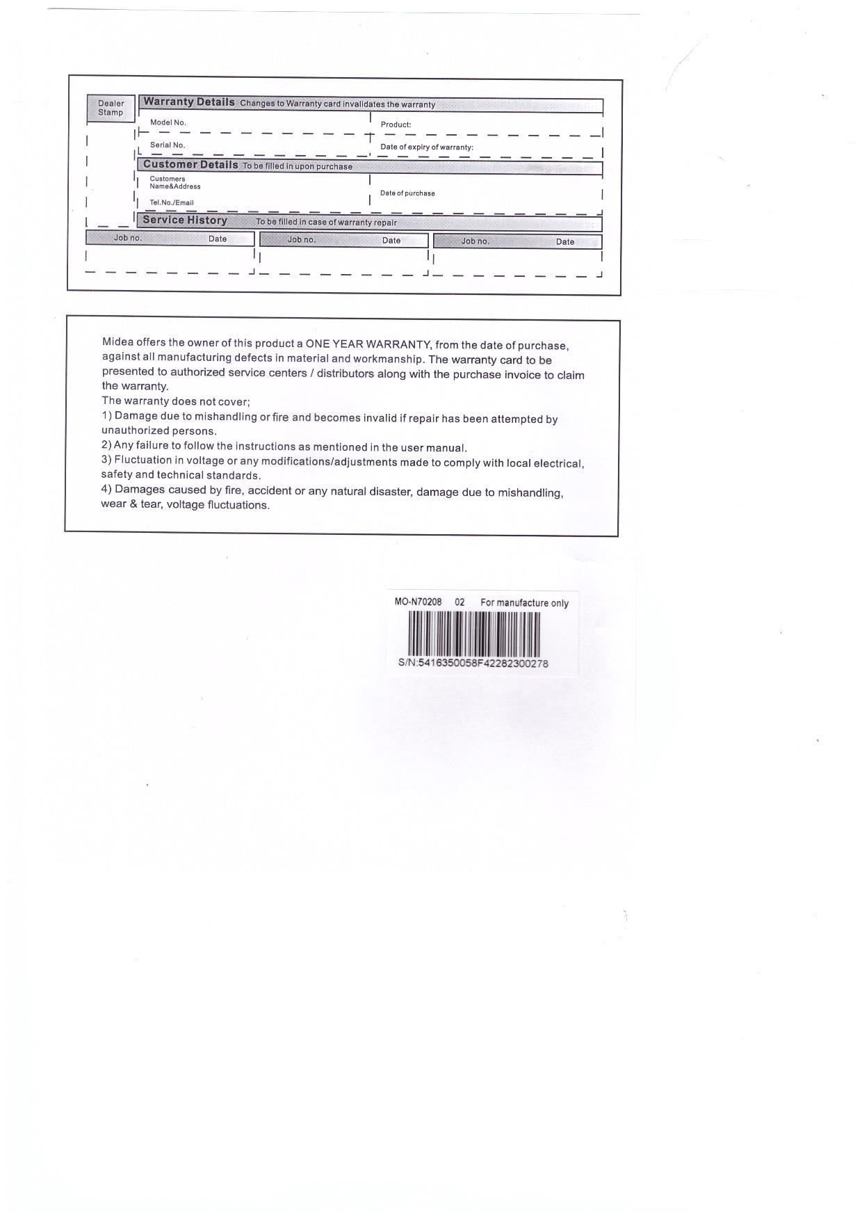 Warranty Front