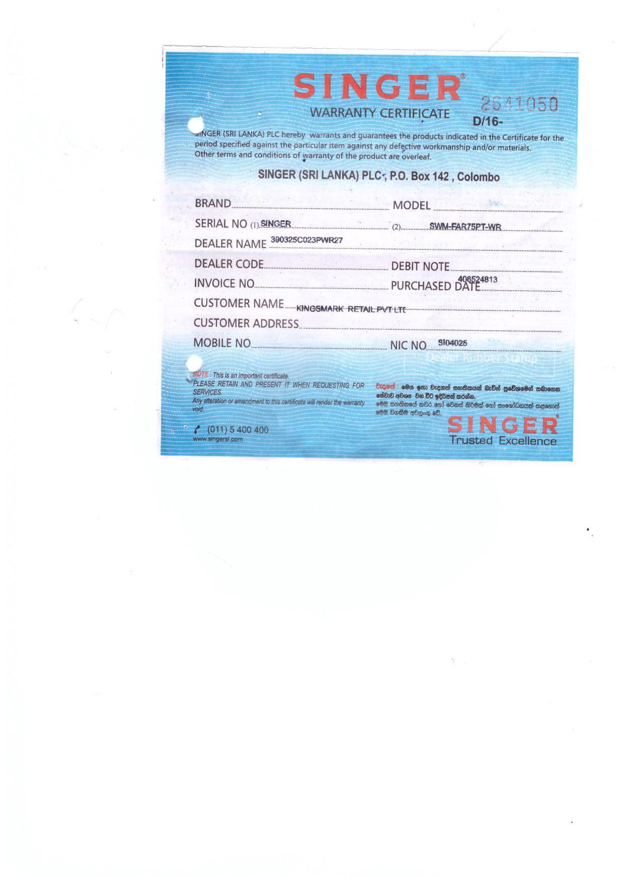 Warranty Front