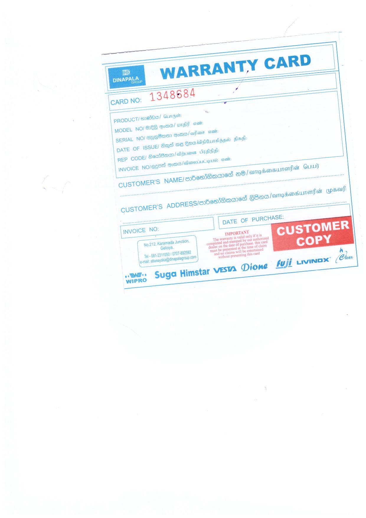 Warranty Front