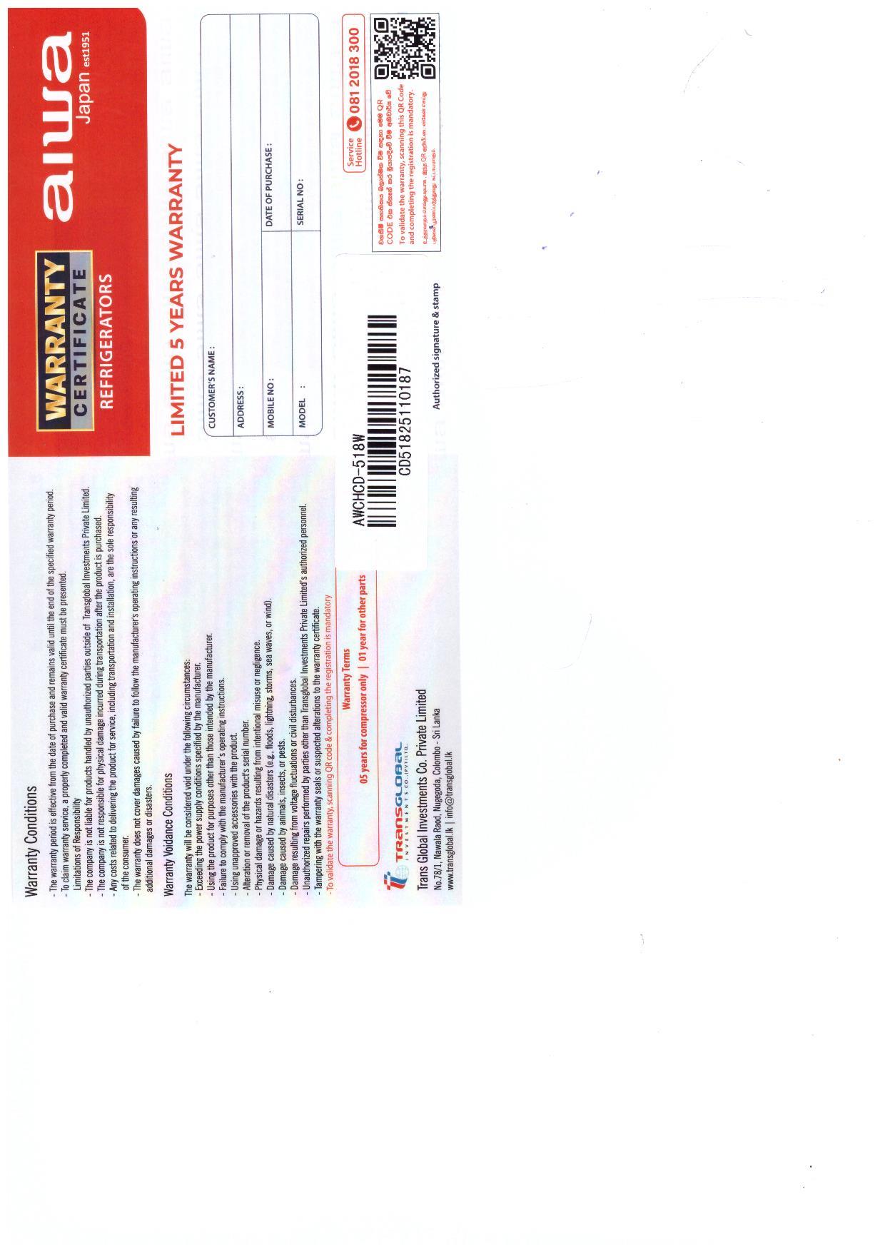 Warranty Front