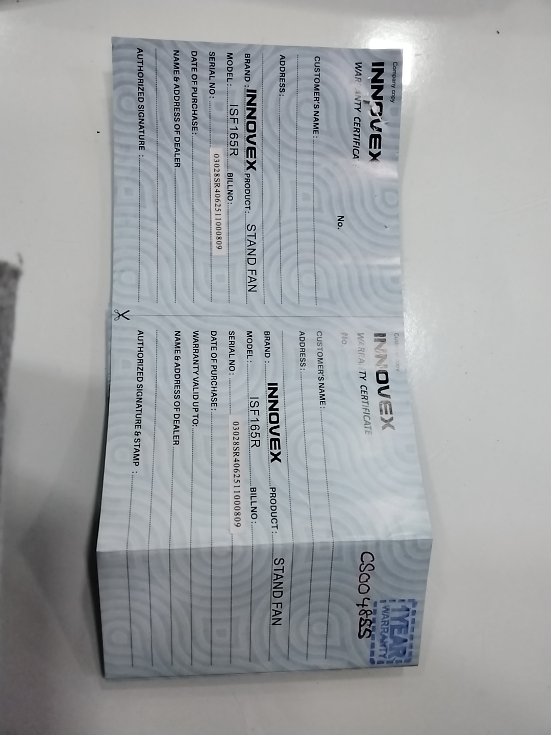 Warranty Front
