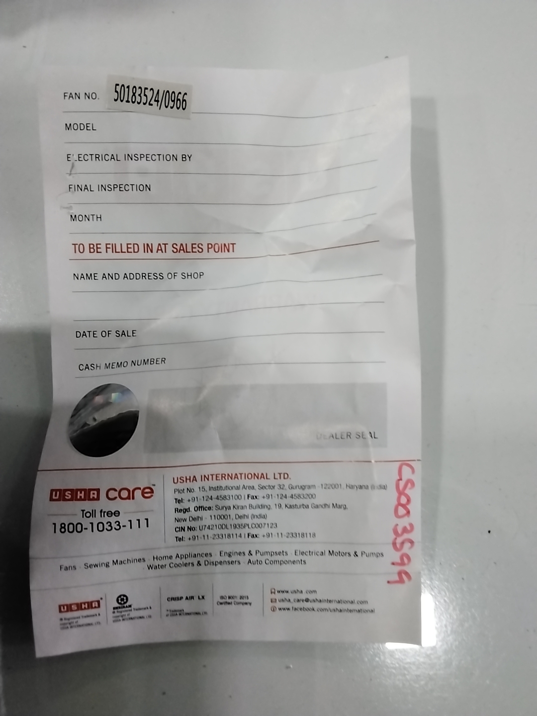 Warranty Front