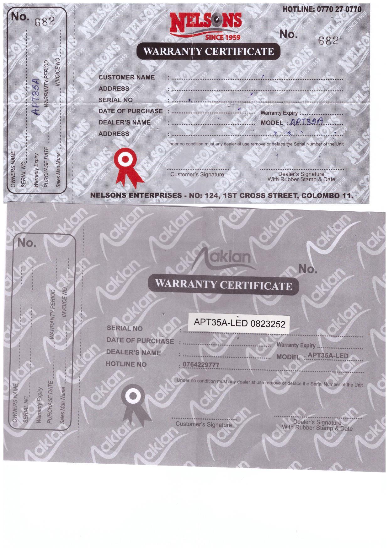 Warranty Front