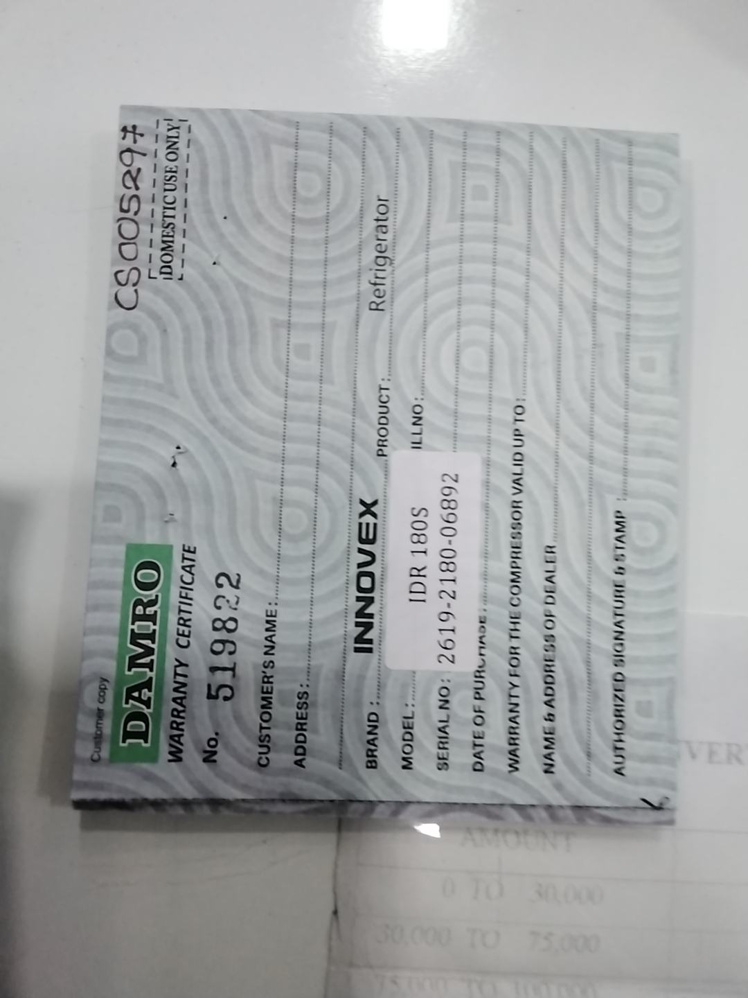 Warranty Front