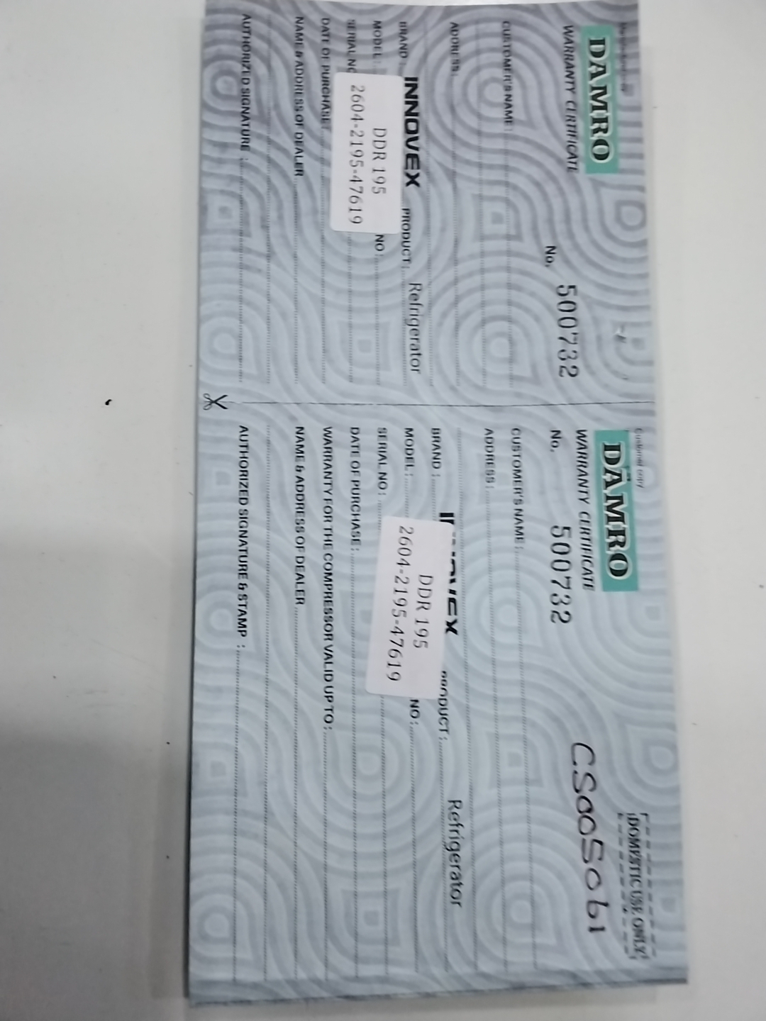 Warranty Front