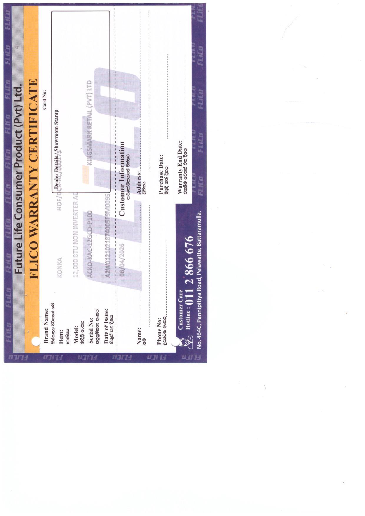 Warranty Front
