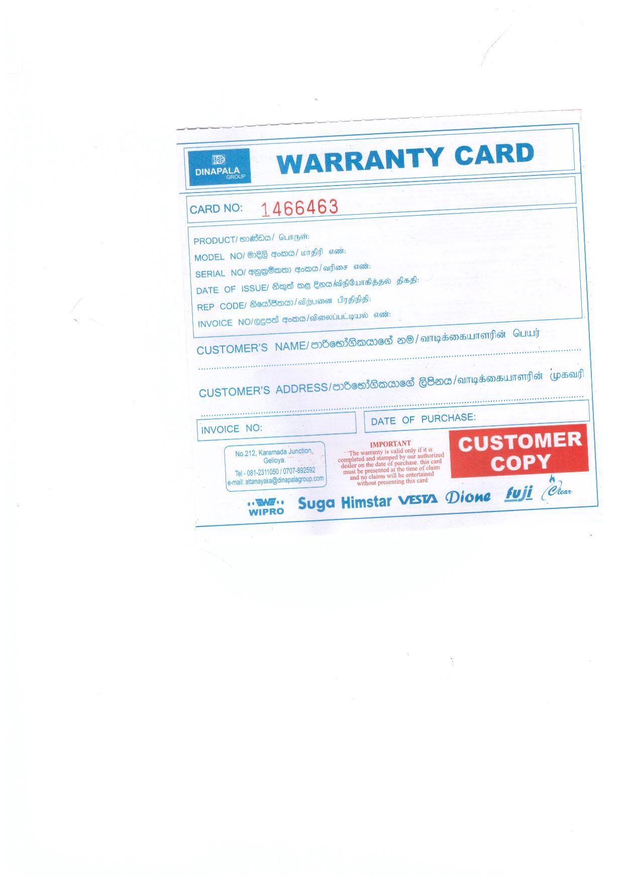 Warranty Front