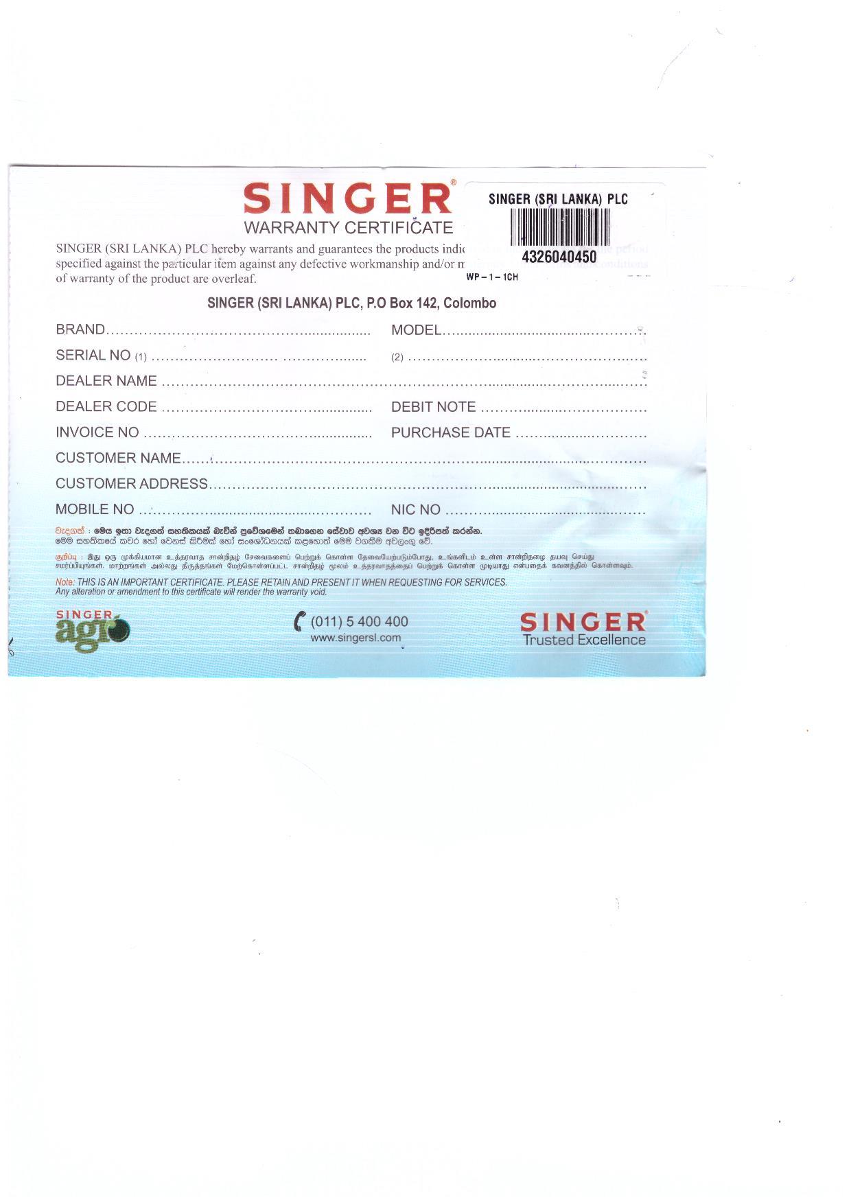 Warranty Front