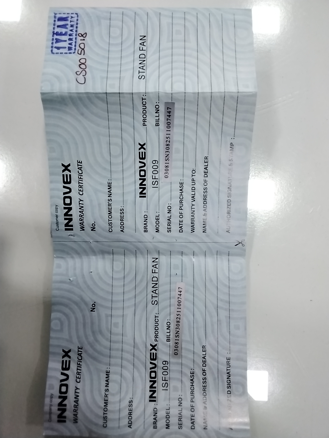 Warranty Front