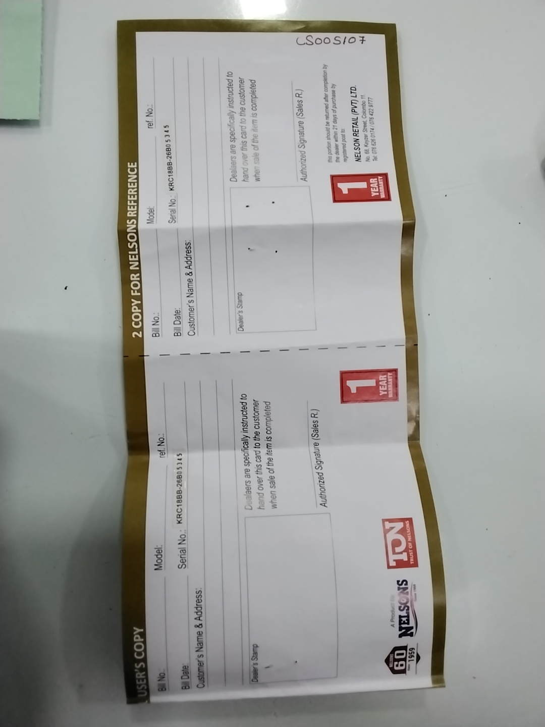 Warranty Front