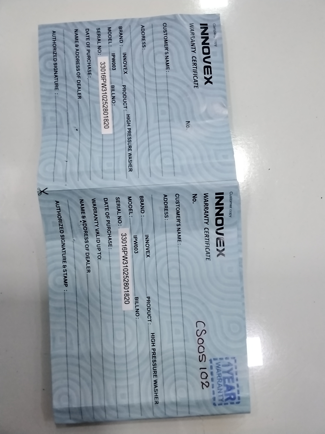 Warranty Front