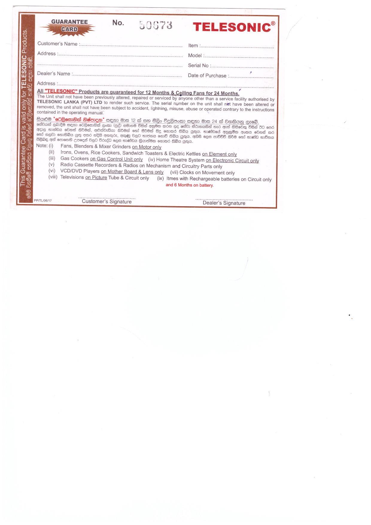 Warranty Front