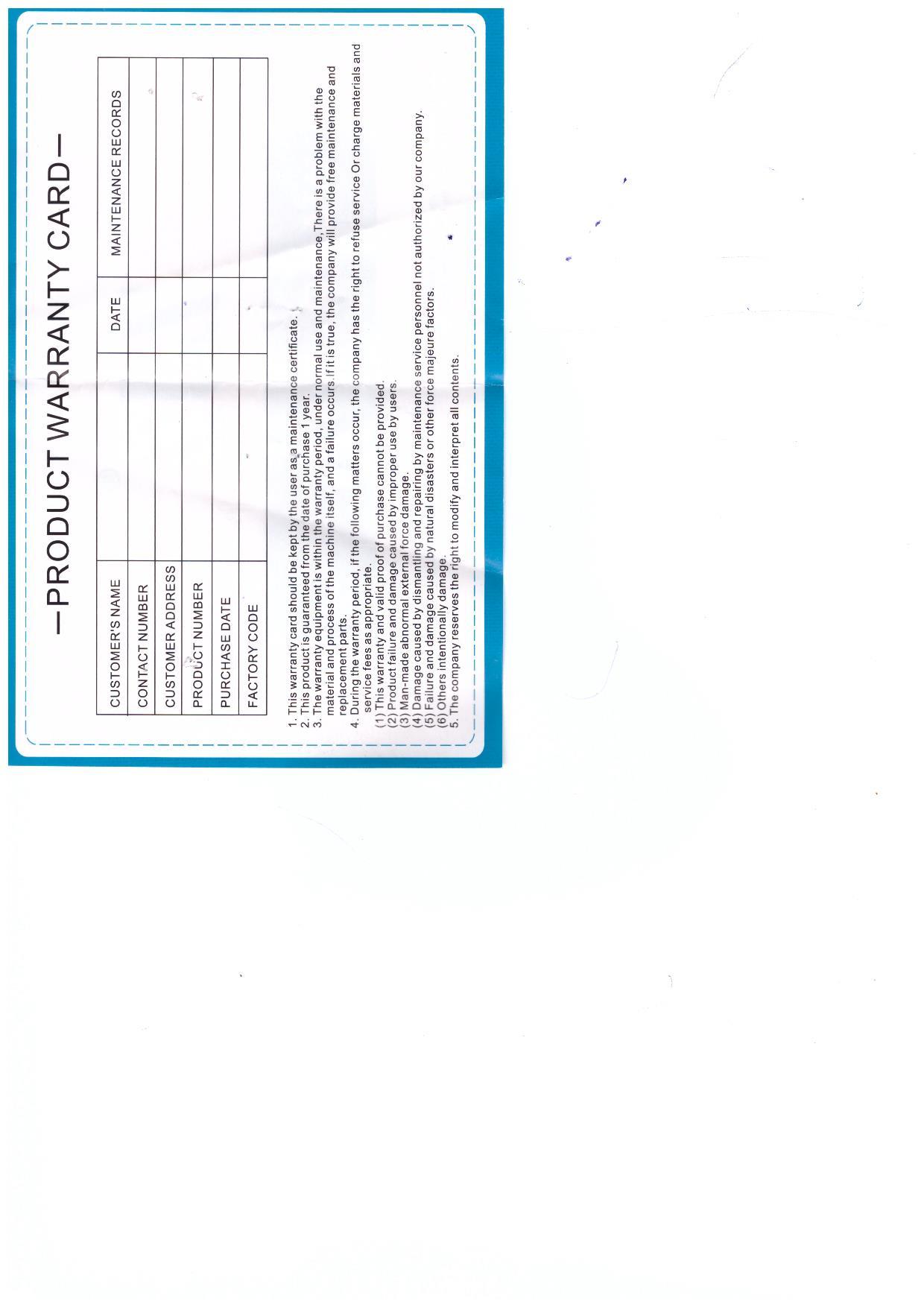 Warranty Front