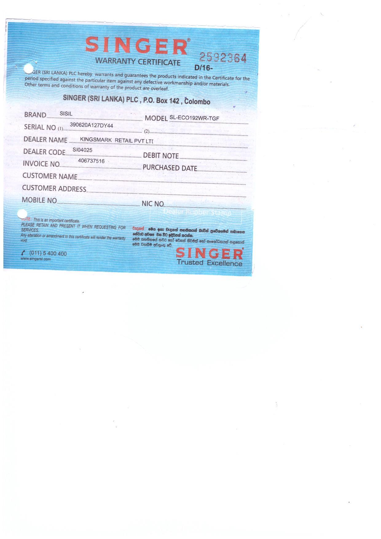 Warranty Front