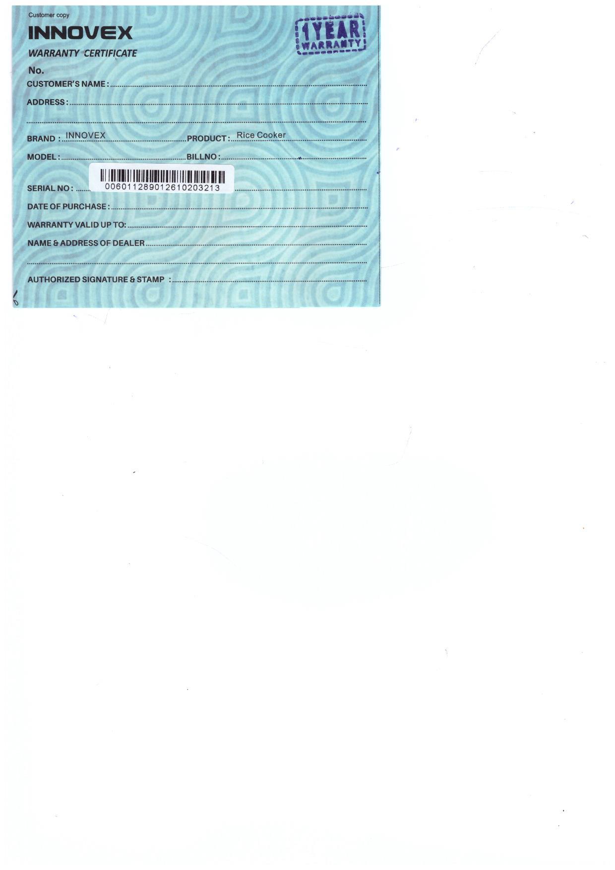 Warranty Front