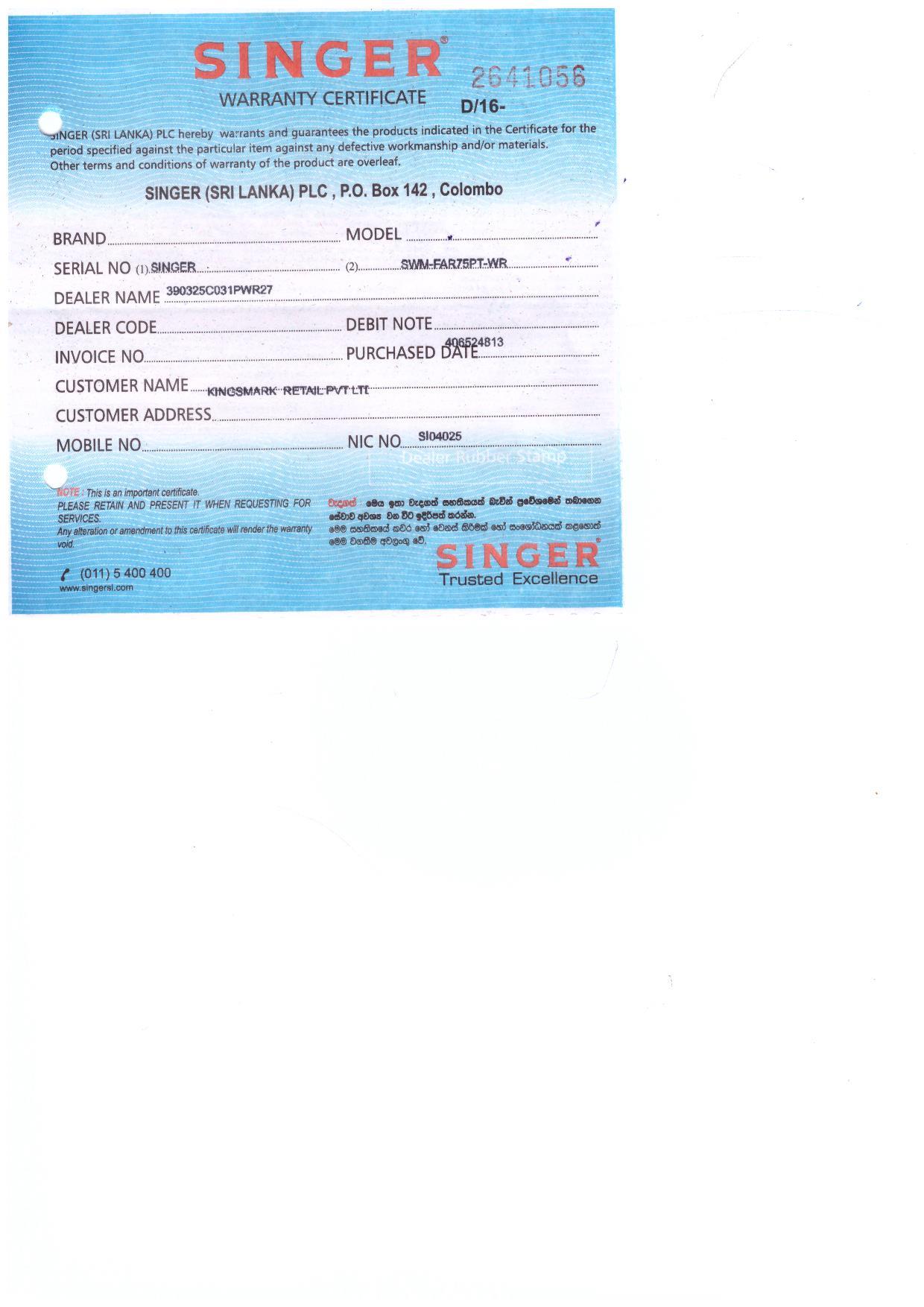 Warranty Front