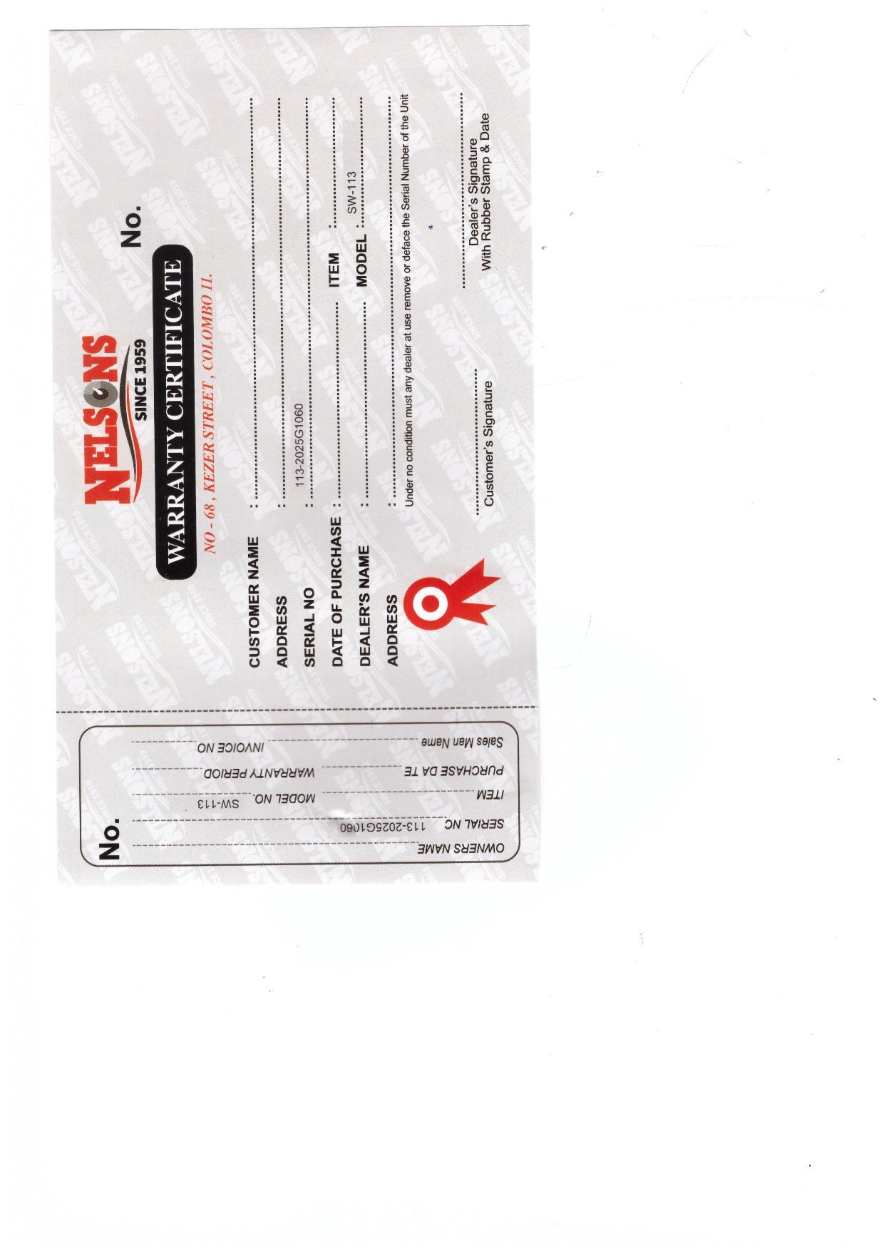 Warranty Front