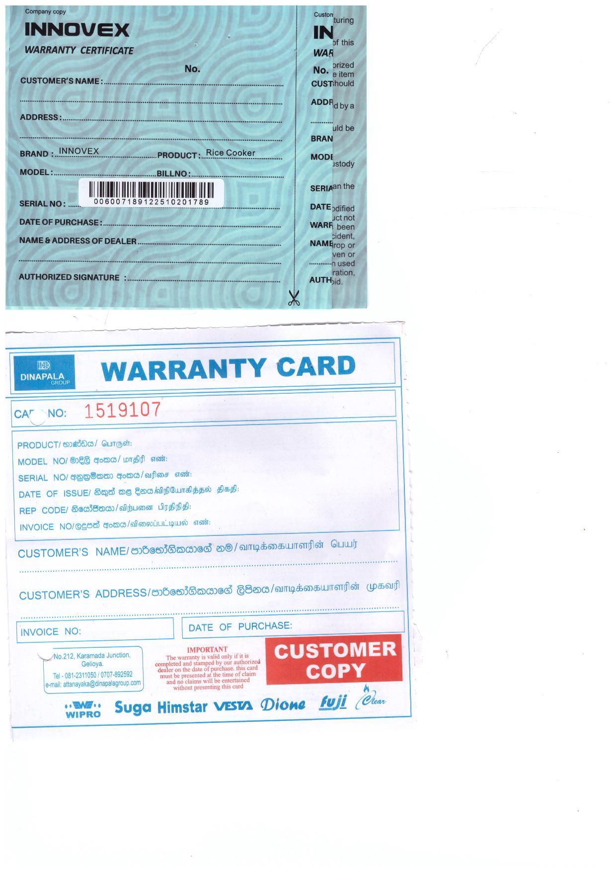 Warranty Front