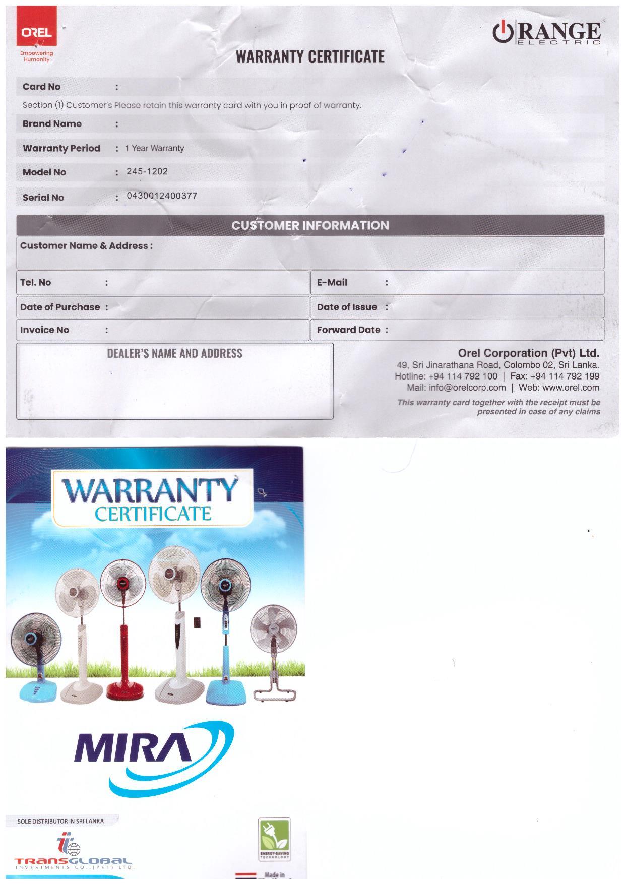 Warranty Back