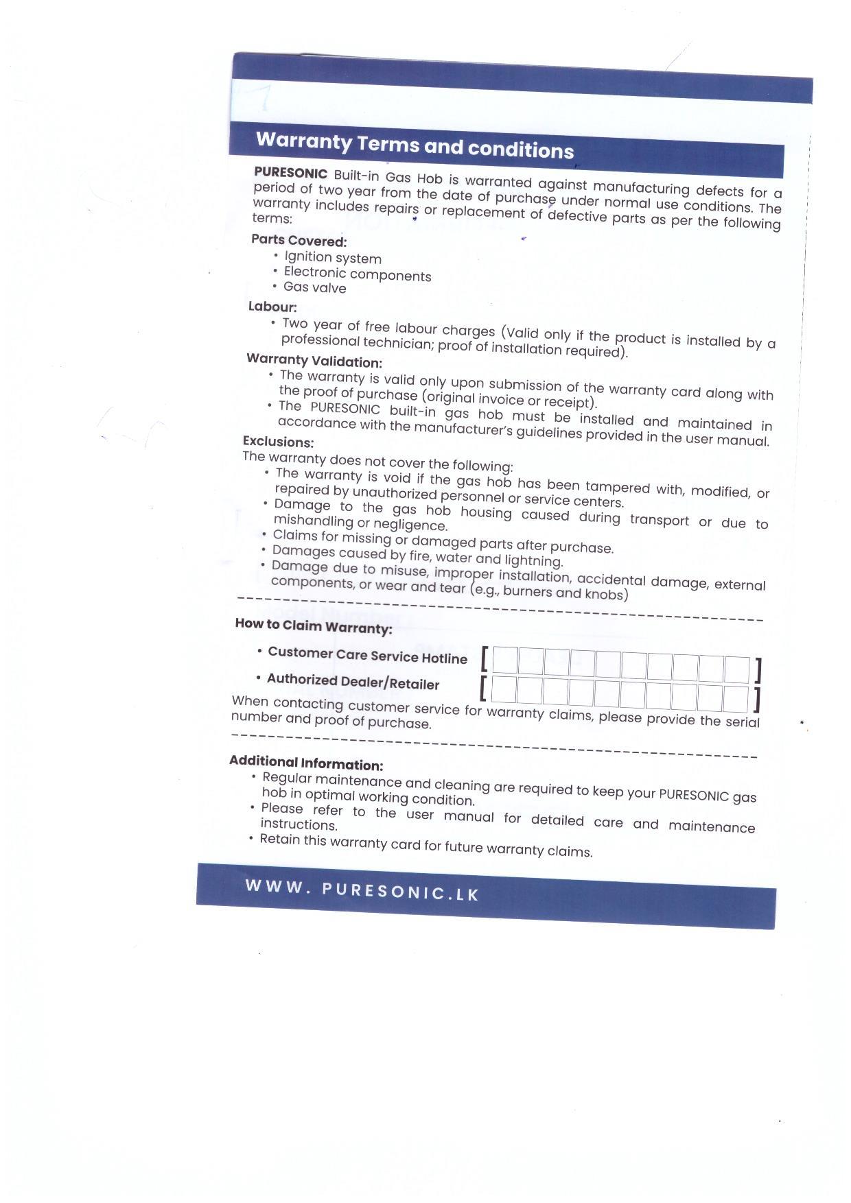 Warranty Front