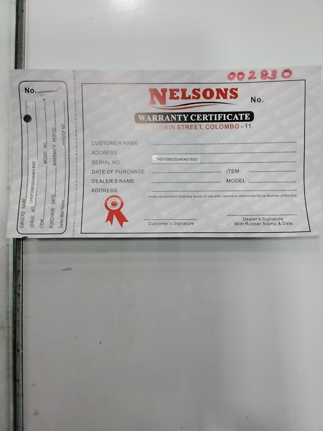 Warranty Front