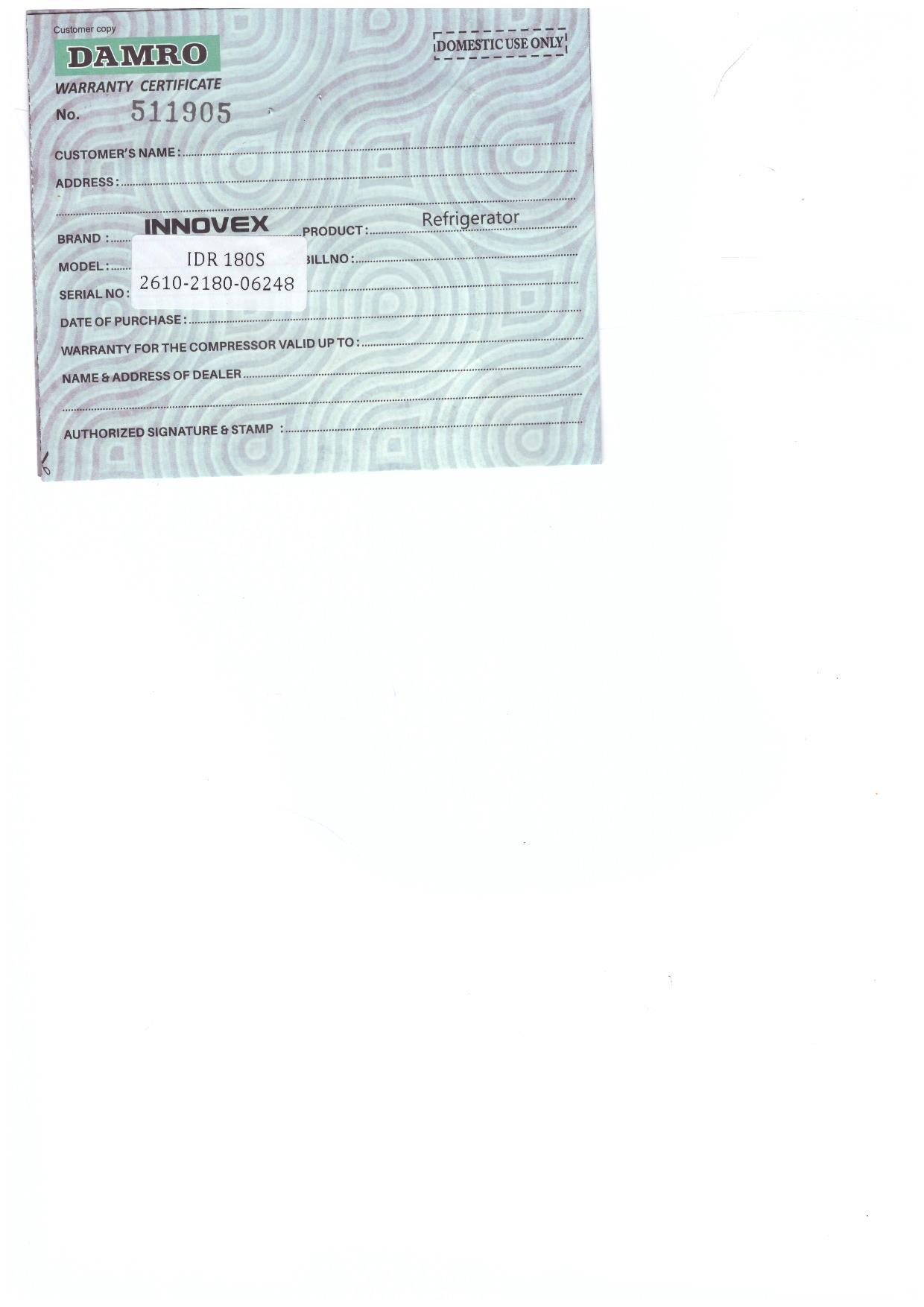 Warranty Front
