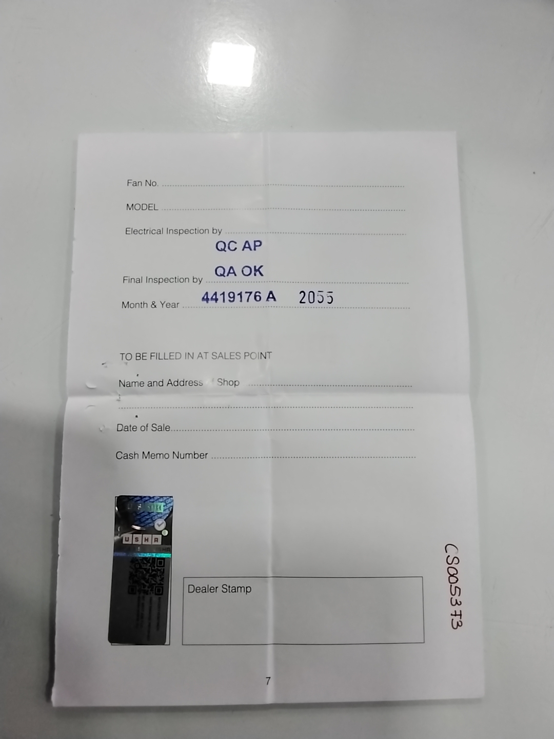 Warranty Front