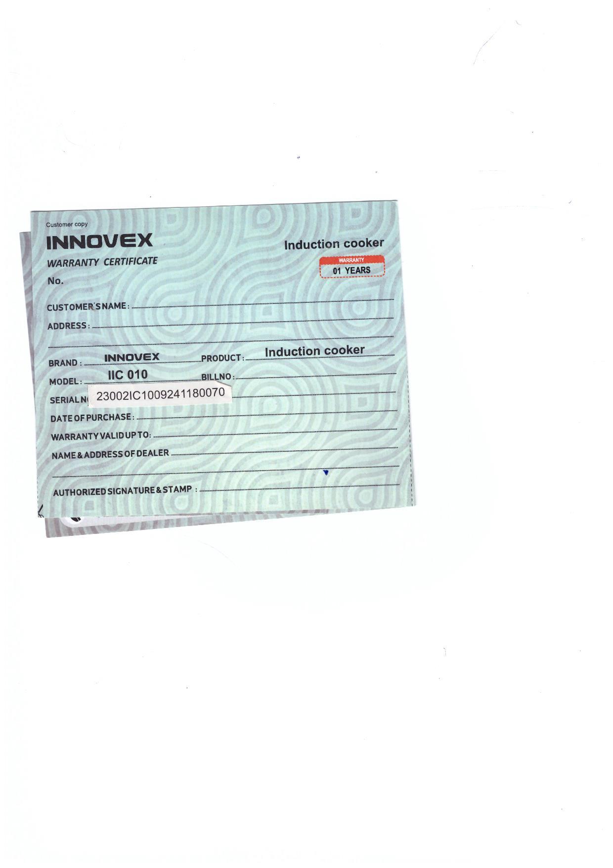 Warranty Front