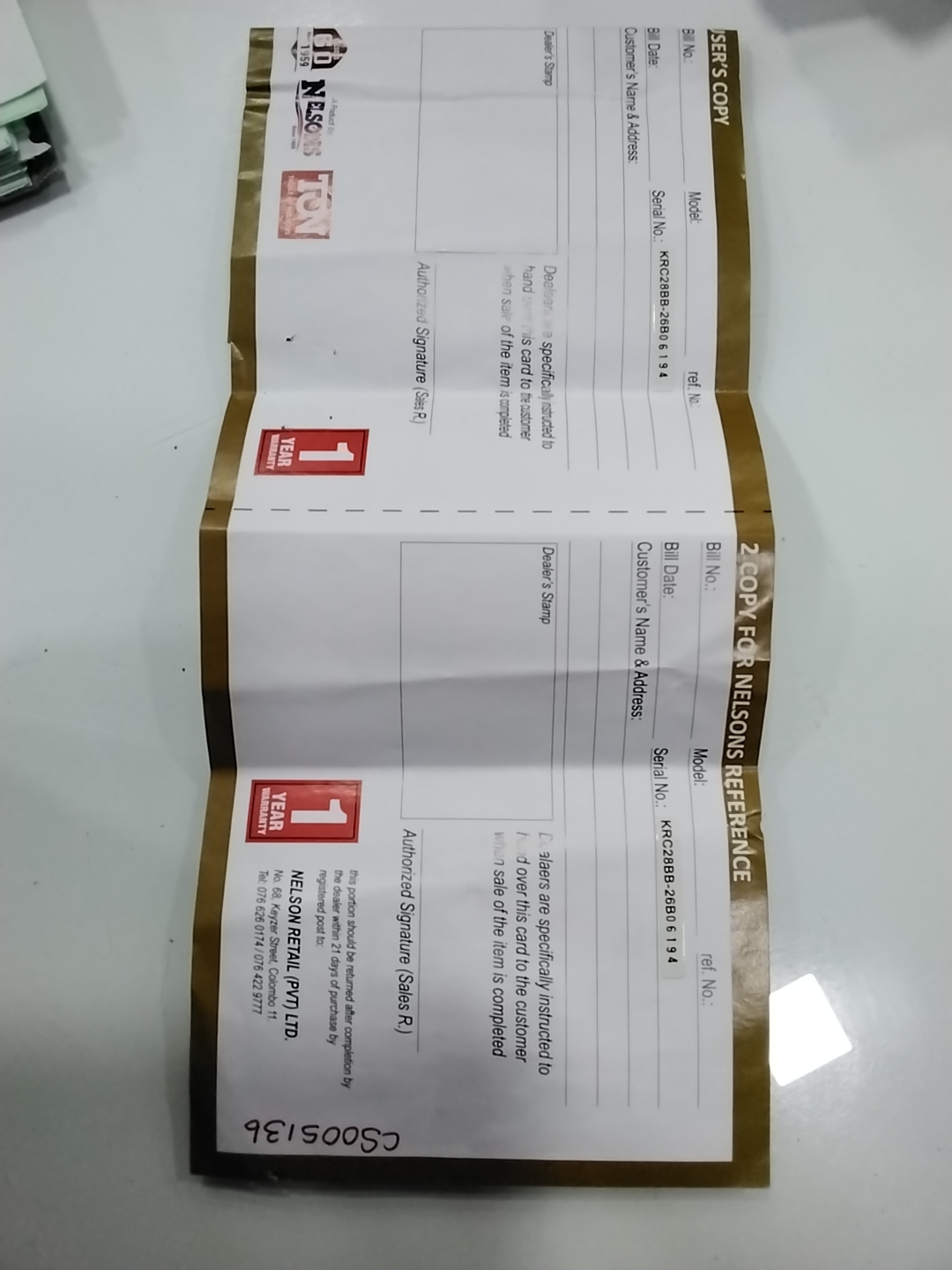 Warranty Front