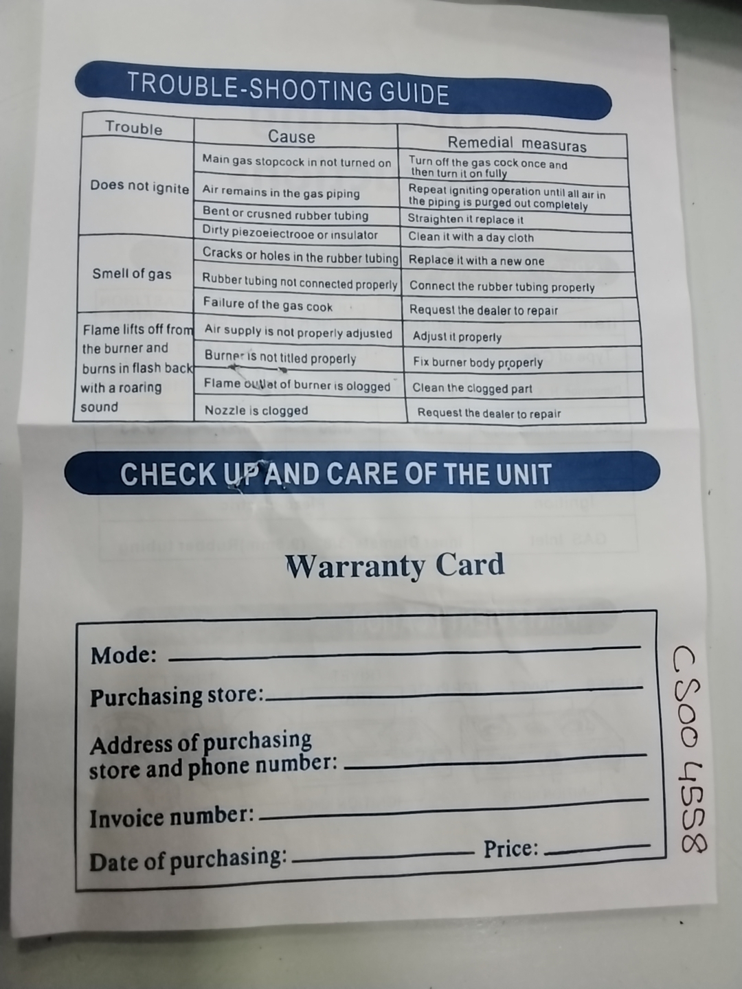Warranty Front