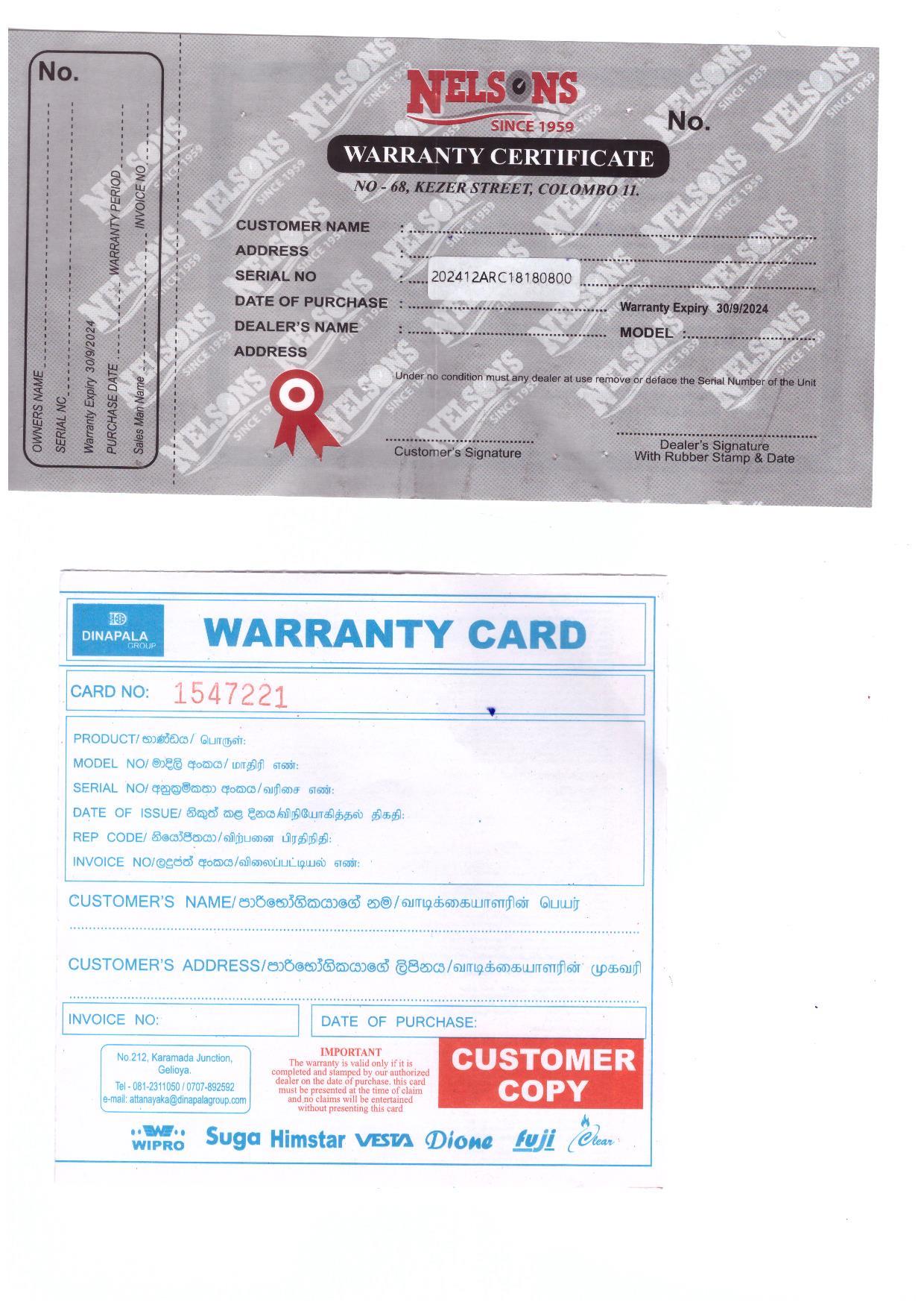 Warranty Front