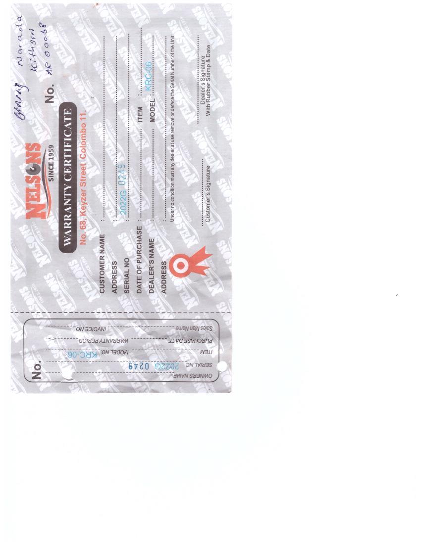 Warranty Front