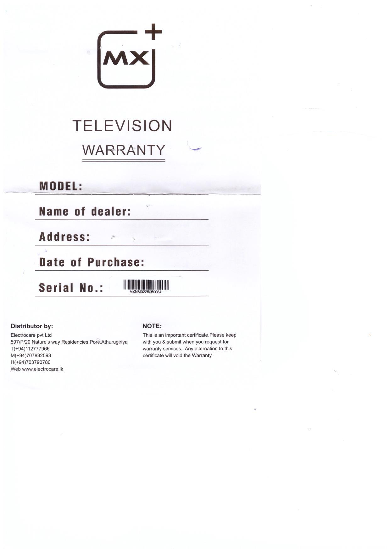 Warranty Front